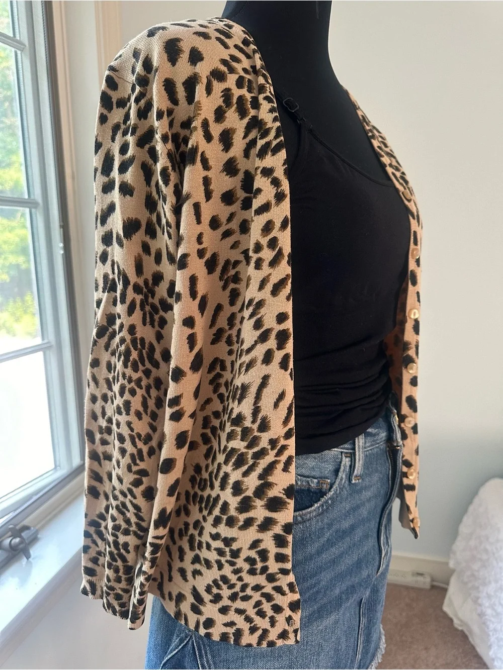 Vintage Oliver Perry Y2K Mob Wife Leopard Print Cardigan Sweater Size M